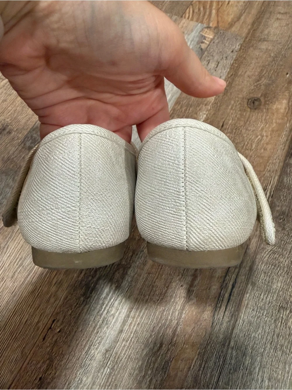 Nordstrom Toddler Girls Mary Jane Sparkle Flat Shoes – Silver/Ivory Size 12